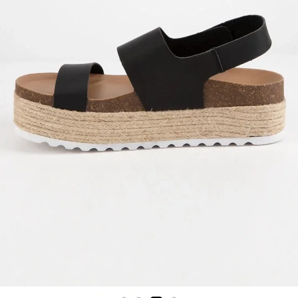 NWT Dirty Laundry Black Platform Sandals with Textured Straps - Picture 3 of 10